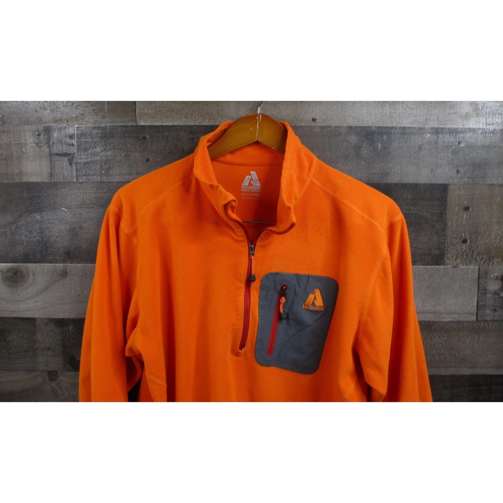 Eddie Bauer First Ascent Sweater Mens Large Orange Fleece Quarter Zip Pullover
